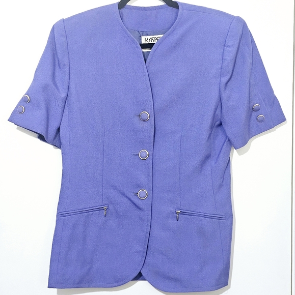 🌞 Vintage Kasper ASL Lilac Short Sleeve Suit Jacket Size 10 - Picture 1 of 6